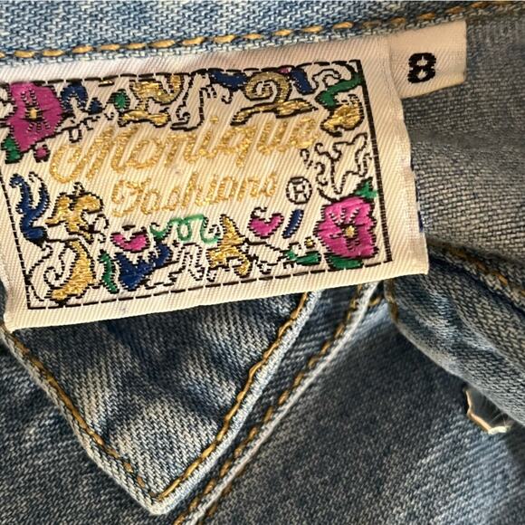 Vtg Denim Star Pearl Seashell Relaxed Boyfriend Fit Top 8 Western Glam Celestial - Picture 5 of 6